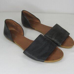 Madewell The Thea Black Leather Sandal Flats Women's 6.5